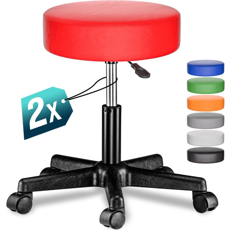 foto del prodotto sgabello girevole 56 x 56 altezza regolabile 46 - 61 cm cm similpelle sedia girevole 360 imbottitura della seduta 10 cm set 2 pz rosso - casaria