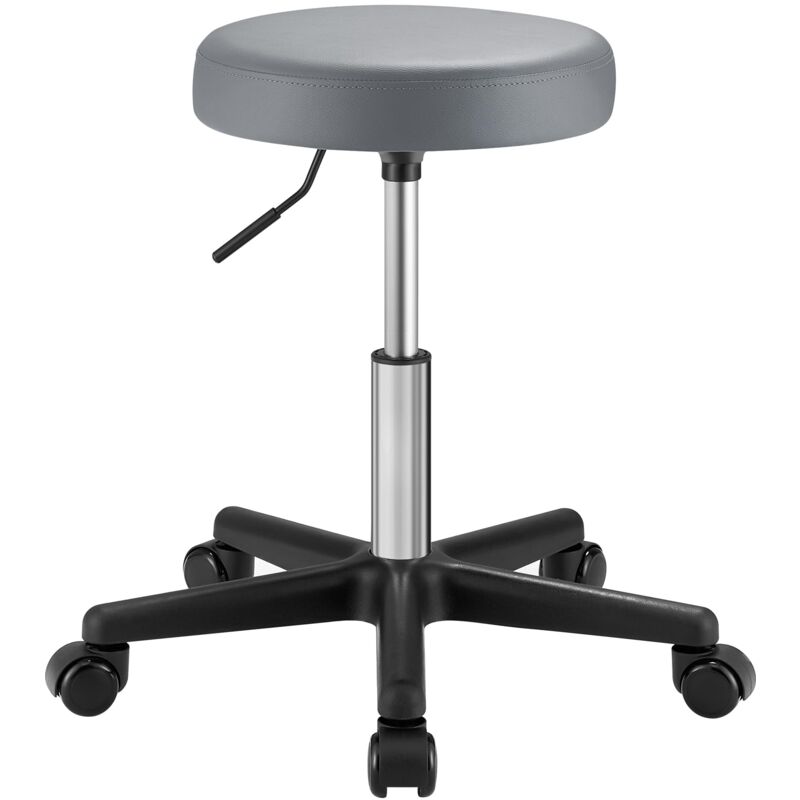 foto del prodotto sgabello girevole con ruote, altezza regolabile 46 58 cm, sgabello da bar imbottito rivestito in pu, sgabello da lavoro per studio ufficio salone di