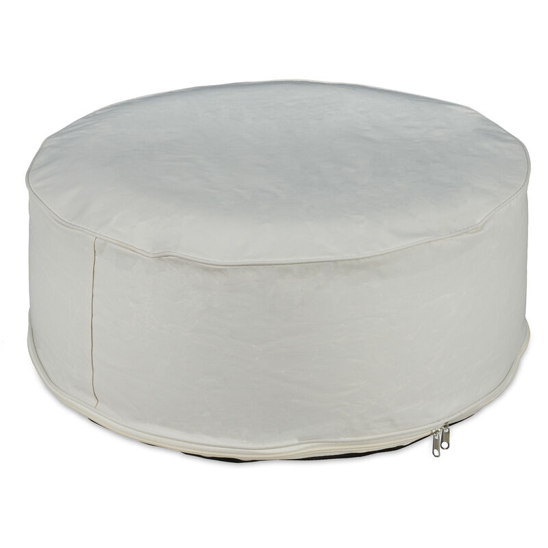 foto del prodotto sgabello gonfiabile da esterno, pouf arredo outdoor, poggiapiedi rotondo da giardino, hxd: 26x56 cm, beige - relaxdays