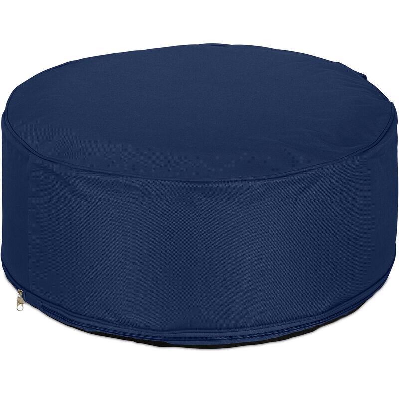 foto del prodotto sgabello gonfiabile da esterno, pouf arredo outdoor, poggiapiedi rotondo da giardino, hxd 26x56 cm, blu relaxdays