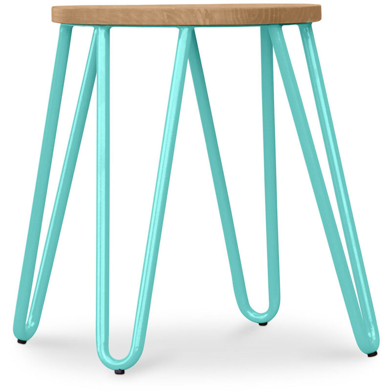 foto del prodotto sgabello hairpin 42cm legno chiaro e metallo pastel green