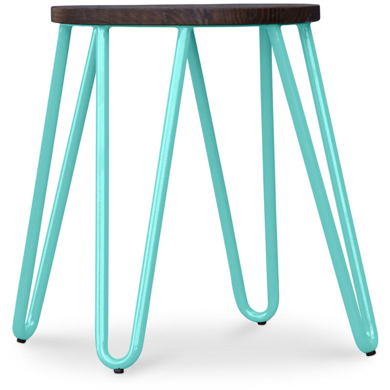 foto del prodotto sgabello hairpin 42cm legno scuro e metallo pastel green