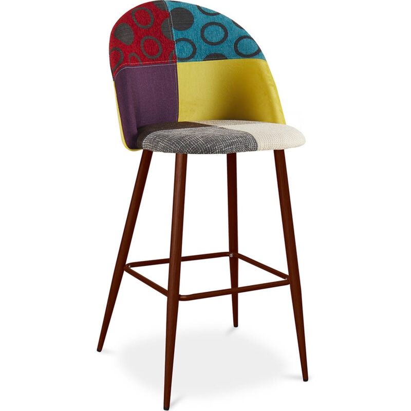 foto del prodotto sgabello imbottito in patchwork stile scandinavo ray multicolore