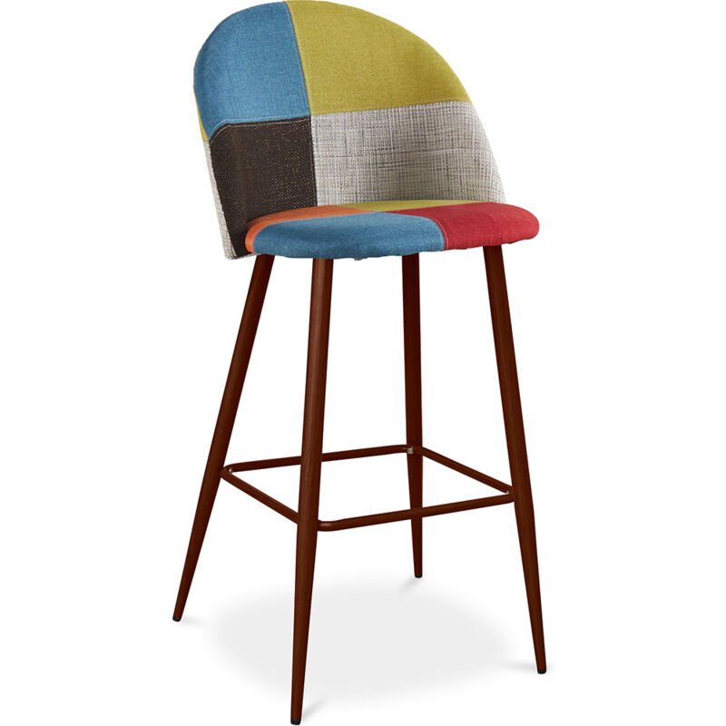 foto del prodotto sgabello imbottito in patchwork stile scandinavo simona multicolore