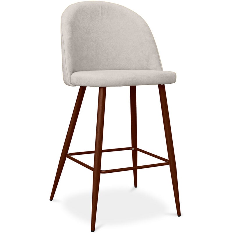 foto del prodotto sgabello imbottito in tessuto design scandinavo 66cm evelyne crema
