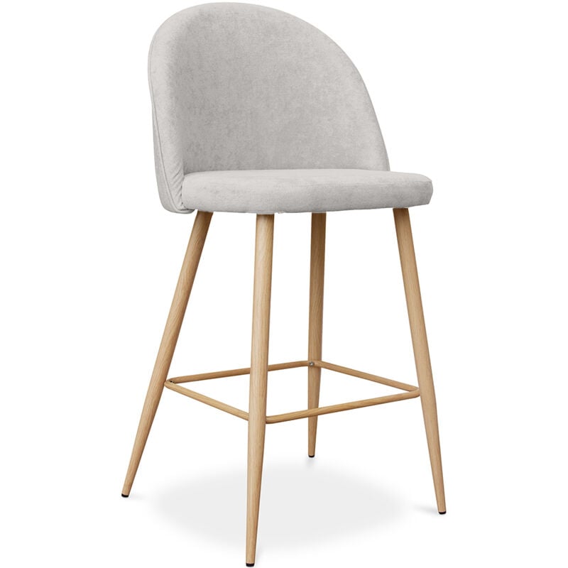 foto del prodotto sgabello imbottito in tessuto design scandinavo 66cm evelyne crema