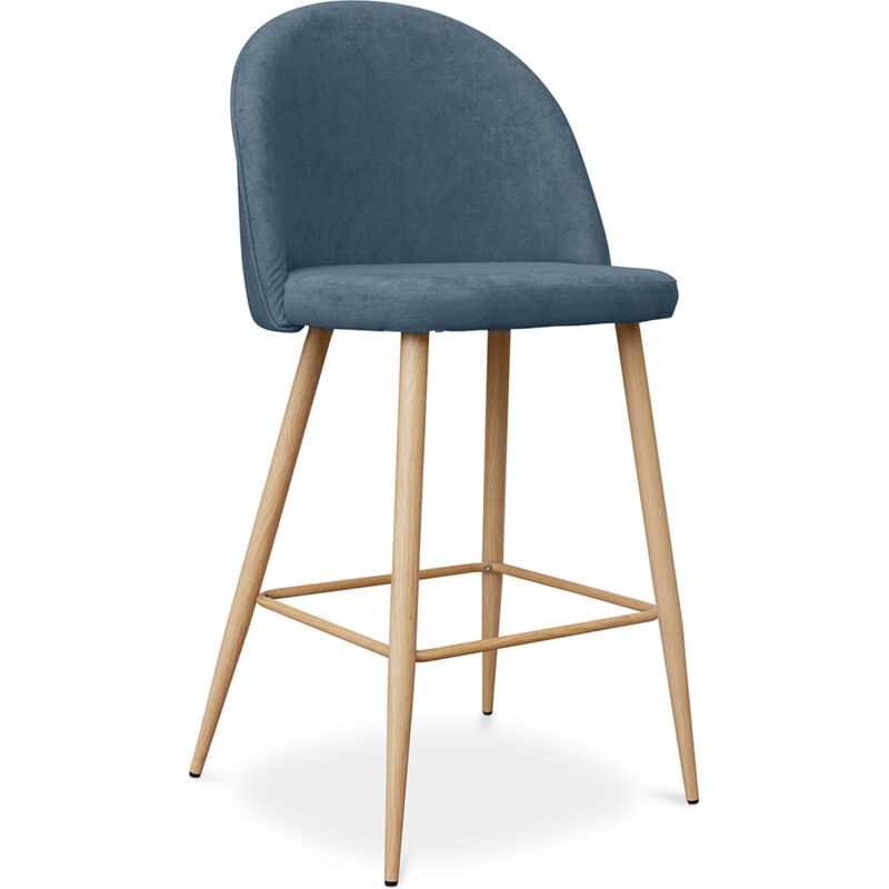 foto del prodotto sgabello imbottito in tessuto - design scandinavo - 66cm - evelyne turchese