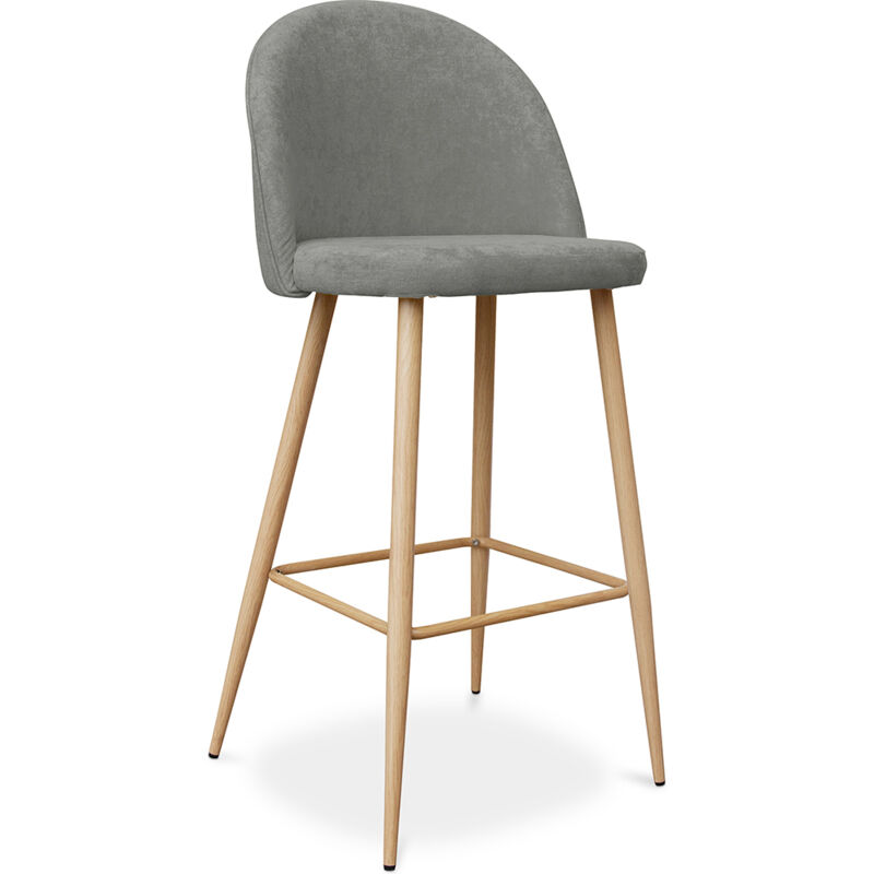 foto del prodotto sgabello imbottito in tessuto design scandinavo 76cm evelyne grigio