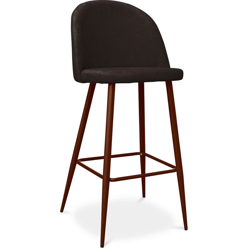 foto del prodotto sgabello imbottito in tessuto design scandinavo 76cm evelyne marrone scuro