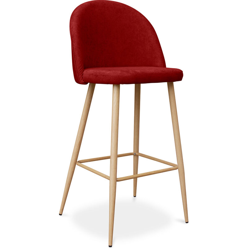 foto del prodotto sgabello imbottito in tessuto design scandinavo 76cm evelyne rosso
