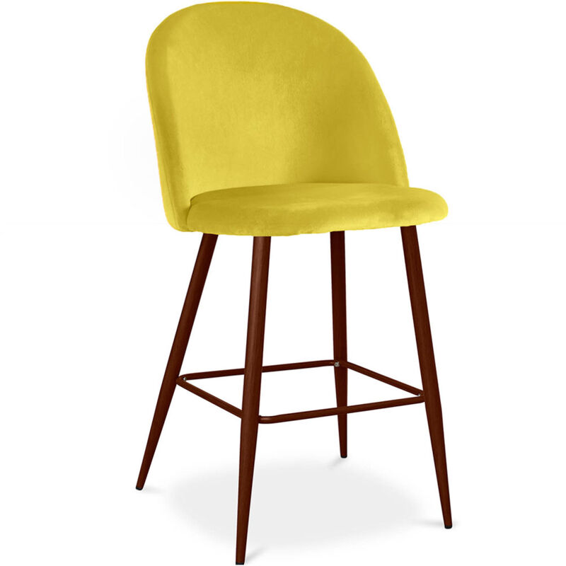 foto del prodotto sgabello imbottito in velluto design scandinavo 66cm evelyne giallo