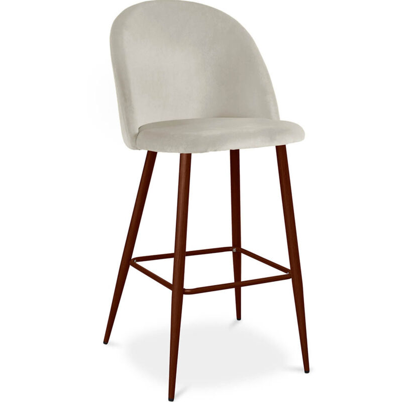 foto del prodotto sgabello imbottito in velluto design scandinavo evelyne grigio chiaro