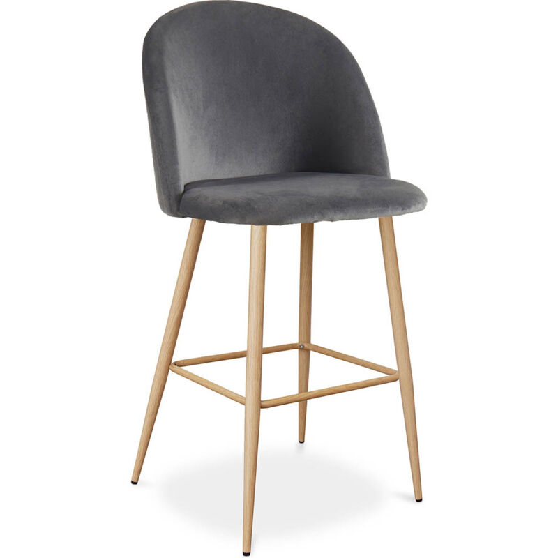 foto del prodotto sgabello imbottito in velluto design scandinavo evelyne grigio scuro