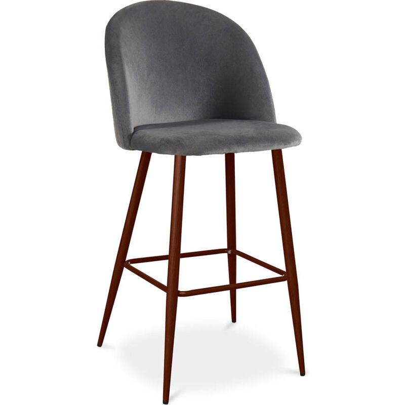 foto del prodotto sgabello imbottito in velluto design scandinavo evelyne grigio scuro