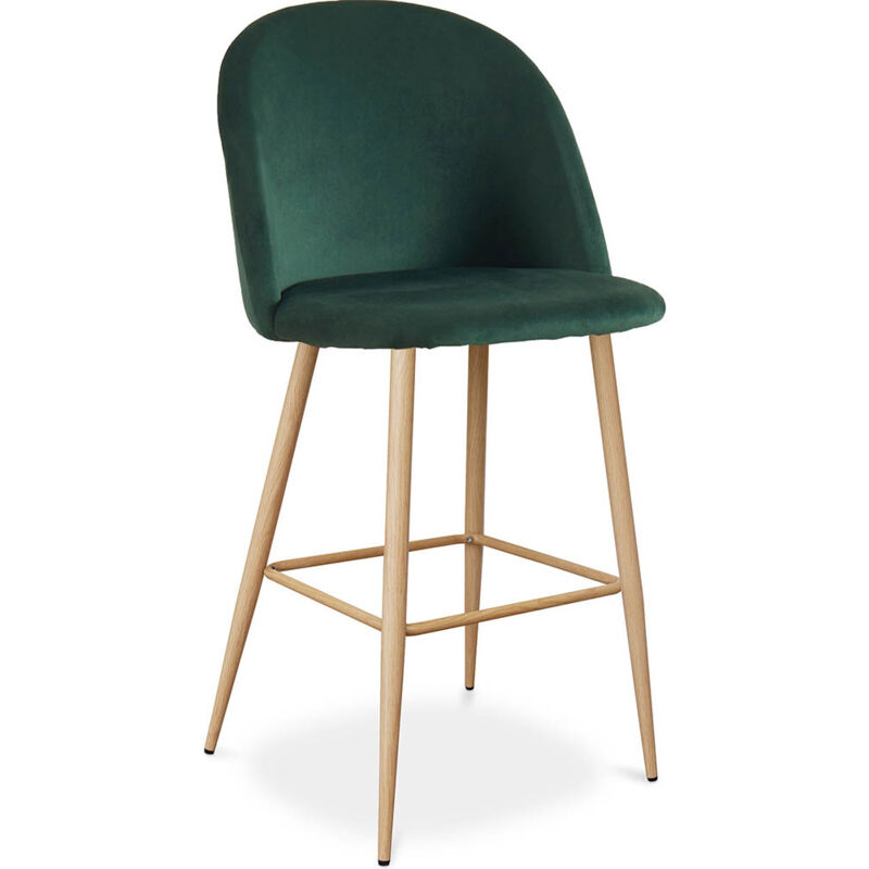 foto del prodotto sgabello imbottito in velluto design scandinavo evelyne verde scuro