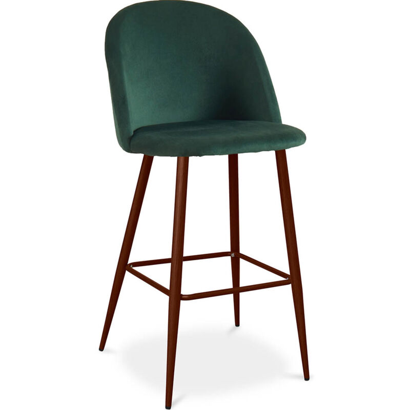 foto del prodotto sgabello imbottito in velluto design scandinavo evelyne verde scuro