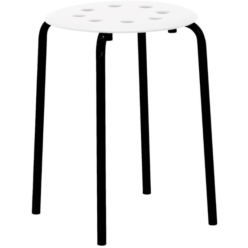 foto del prodotto sgabello impilabile colore bianco con gambe in metallo nere 41x45h cm