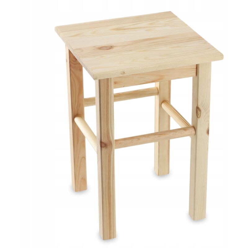 foto del prodotto sgabello in legno di pino naturale, sedia elegante per aggiungere un tocco di fascino rustico al tuo arredamento quadrato kadax