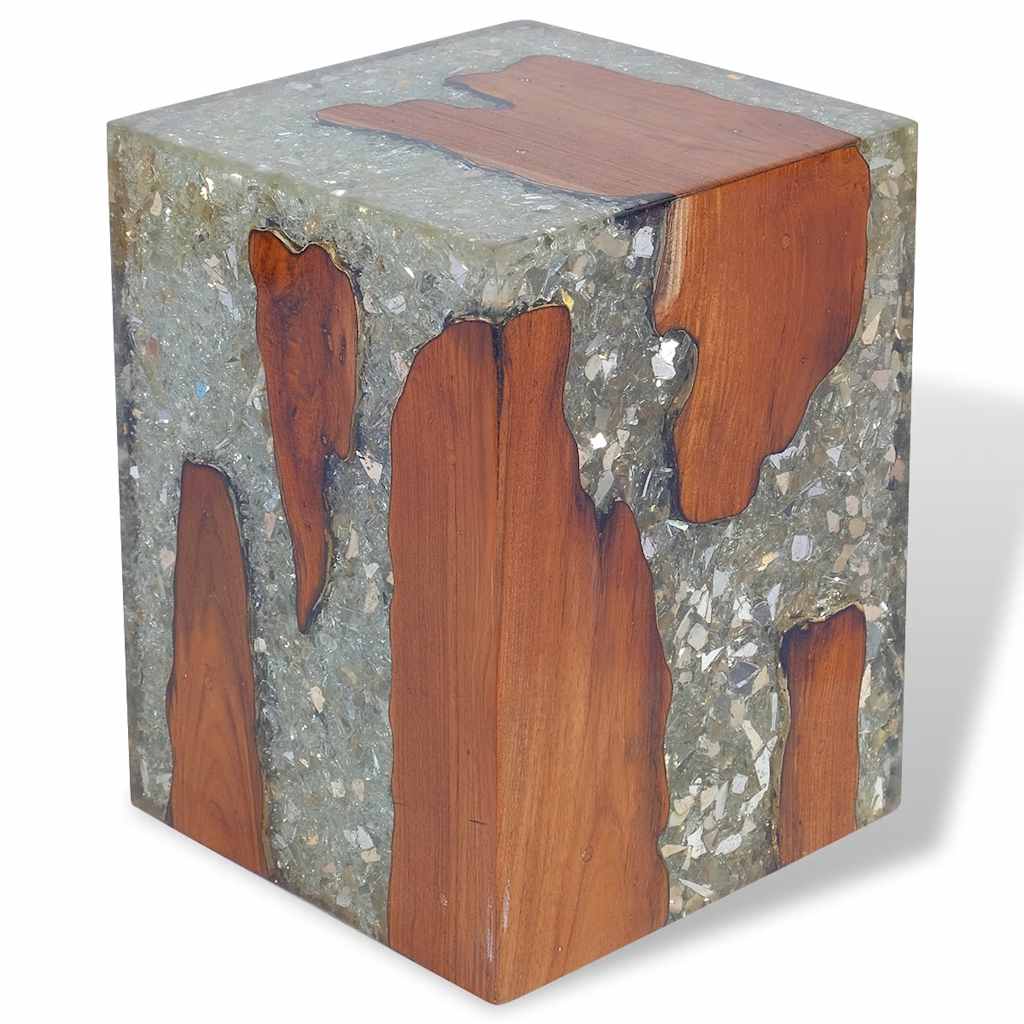 foto del prodotto sgabello in legno massello di teak e resina vidaxl