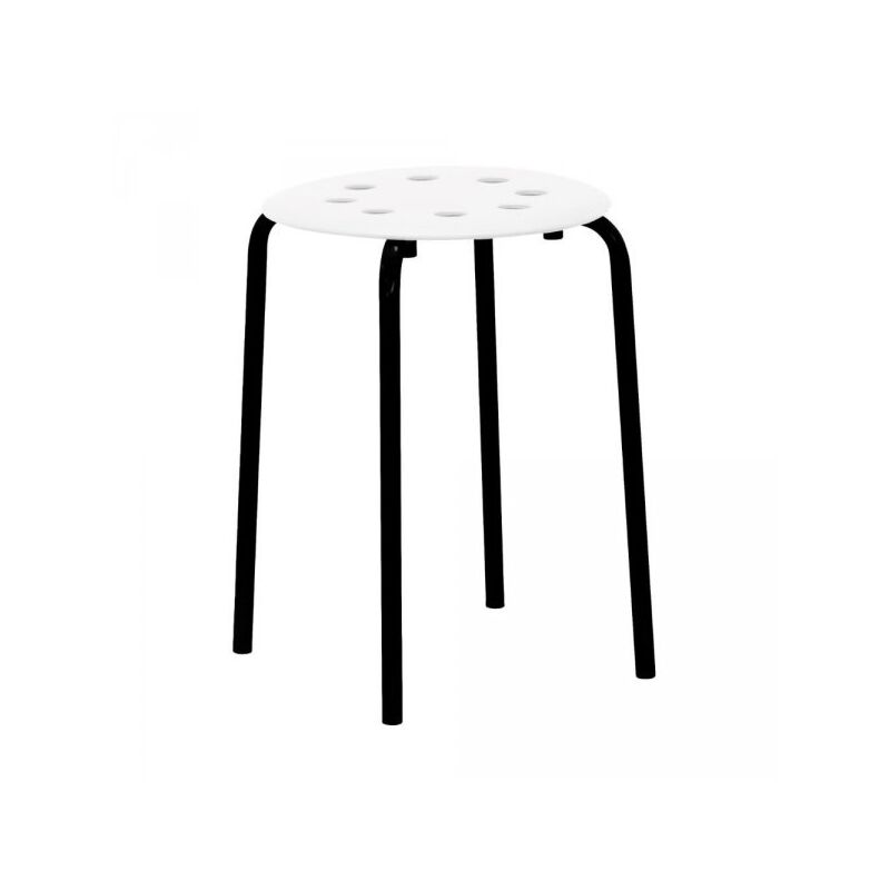 foto del prodotto sgabello in metallo h2008 colore bianco con gambe nere