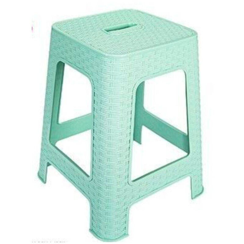 foto del prodotto sgabello in plastica rattan verde acqua h 45,5 cm sedia complemento d'arredo - - trade shop traesio
