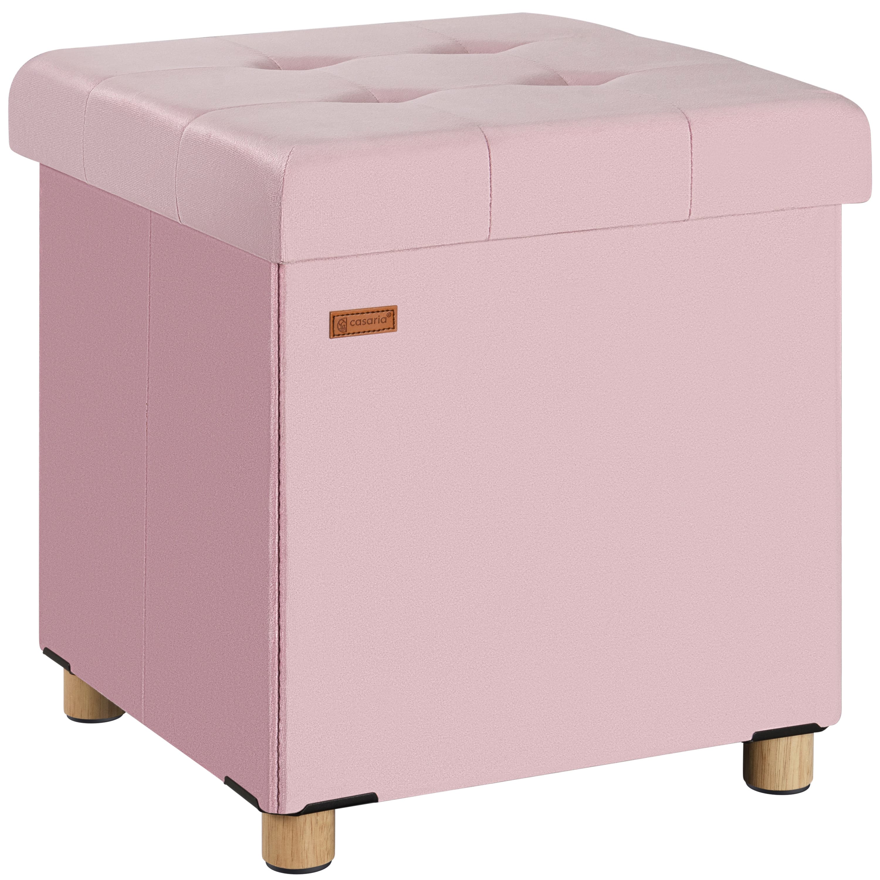 foto del prodotto sgabello in velluto rosa 42x38x38cm pieghevole