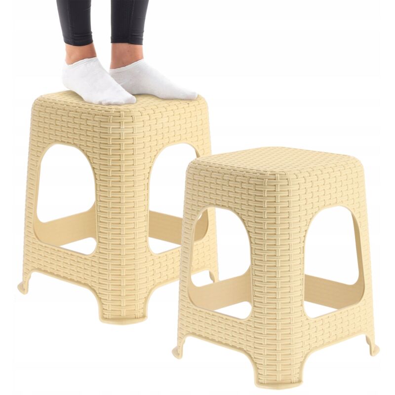 foto del prodotto sgabello kadax sgabello da cucina rattan beige 2 pz