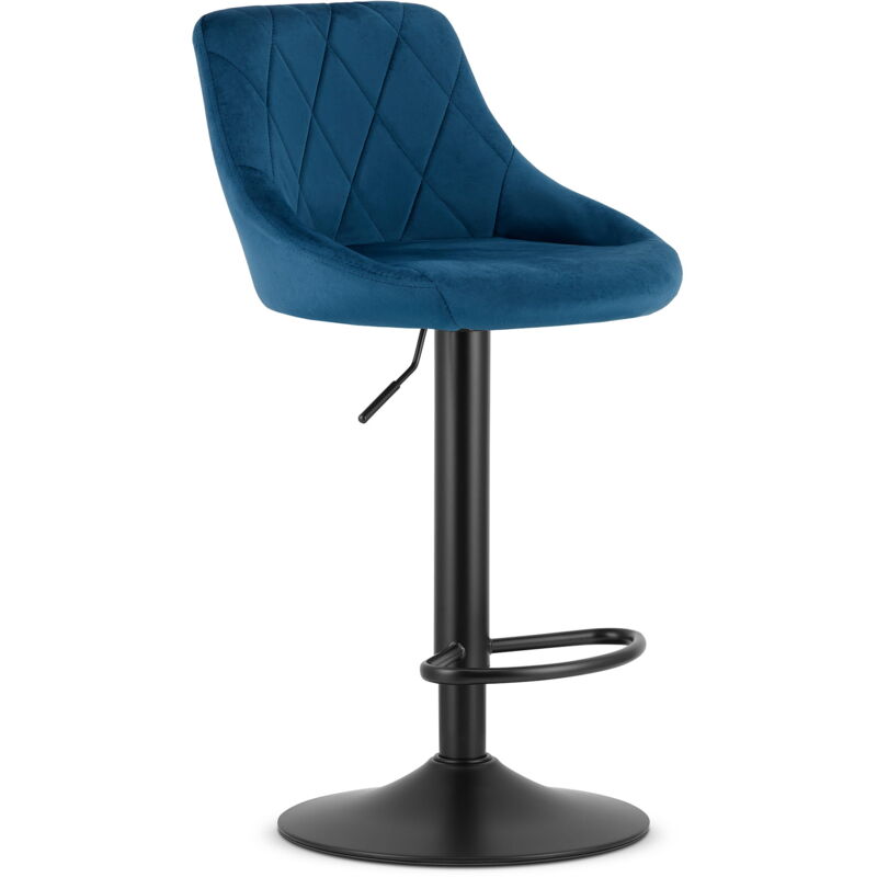 foto del prodotto sgabello kast velluto blu navy base nera