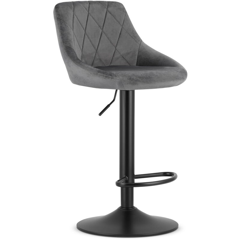 foto del prodotto sgabello kast velluto grigio base nera