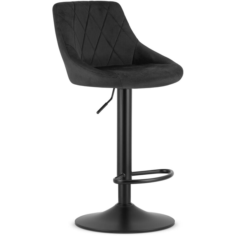 foto del prodotto sgabello kast velluto nero base nera