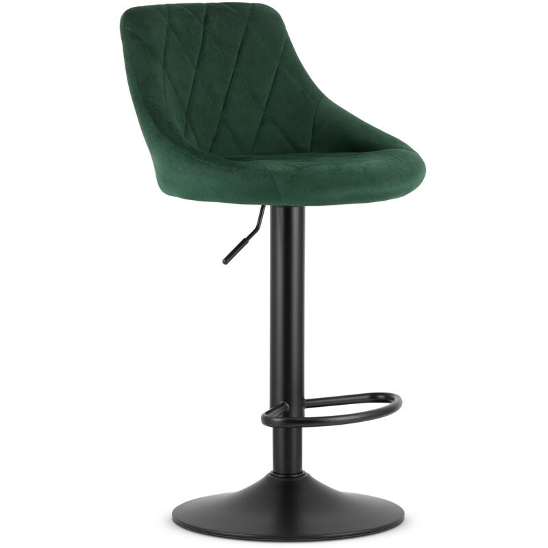 foto del prodotto sgabello kast velluto verde base nera