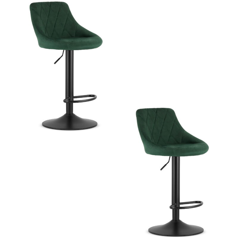 foto del prodotto sgabello kast velluto verde base nera x 2
