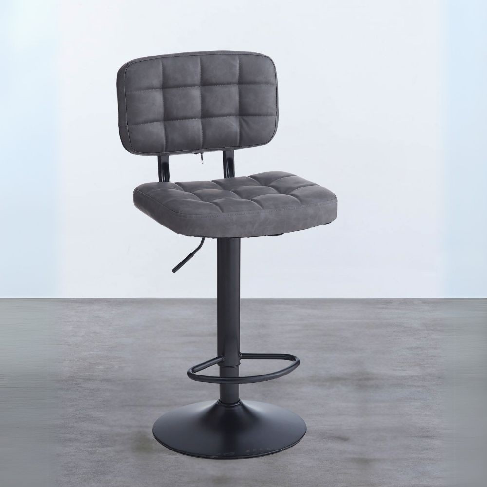 foto del prodotto sgabello mavi ecopelle grigio e base nera stile, comfort e funzionalit per i tuoi spazi