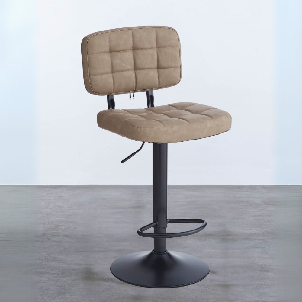 foto del prodotto sgabello mavi ecopelle tortora e base nera stile, comfort e funzionalità per i tuoi spazi