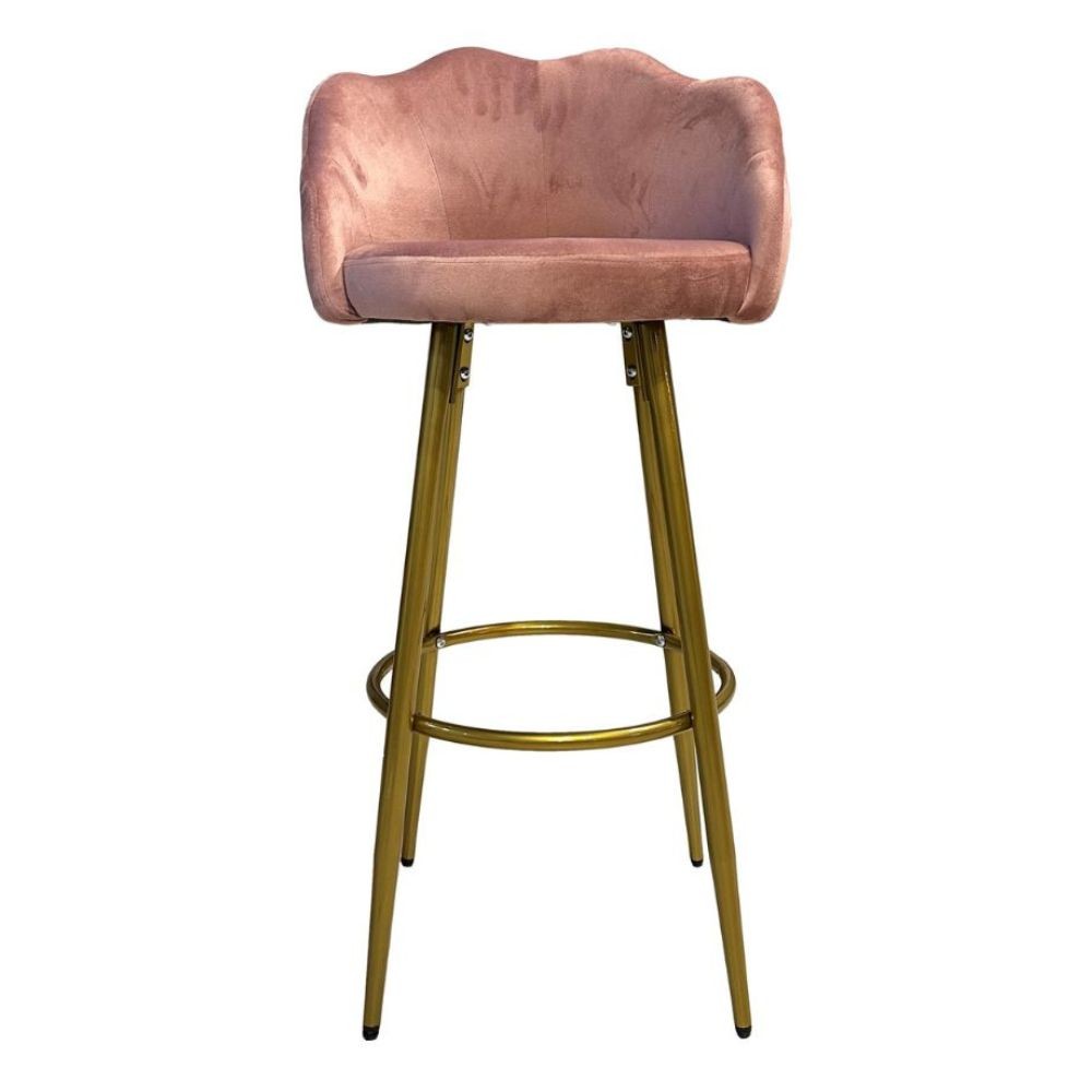 foto del prodotto sgabello orel in velluto rosa con gambe dorate opache