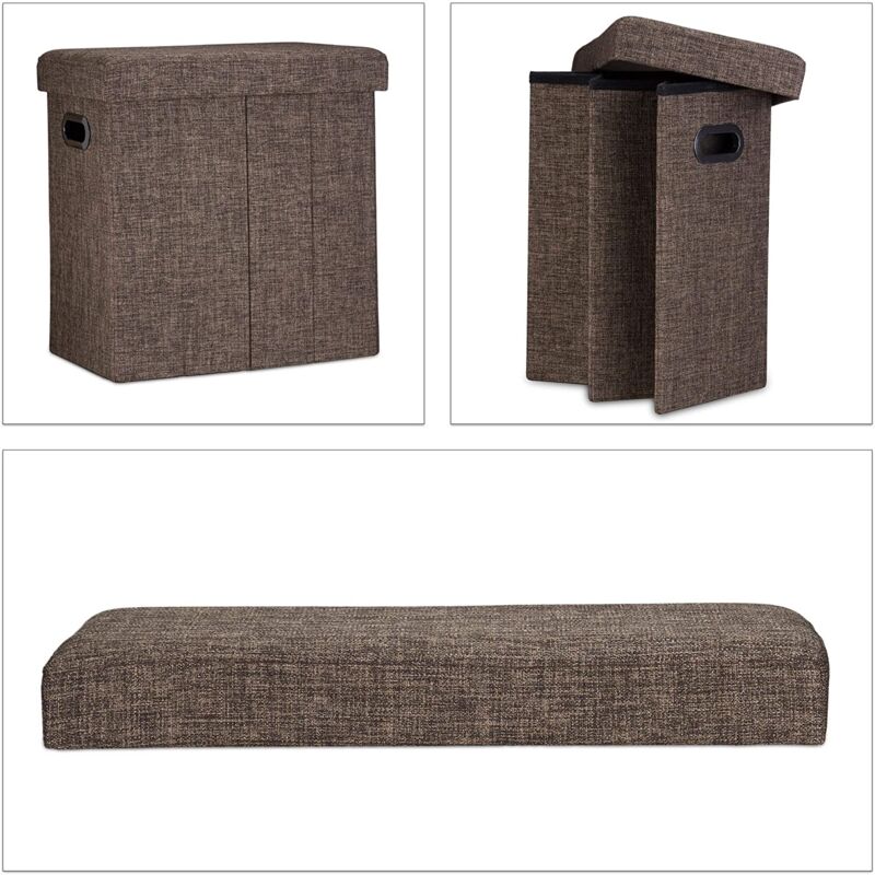foto del prodotto sgabello panca panca pouf contenitore pieghevole 50 litri marrone 1300027764