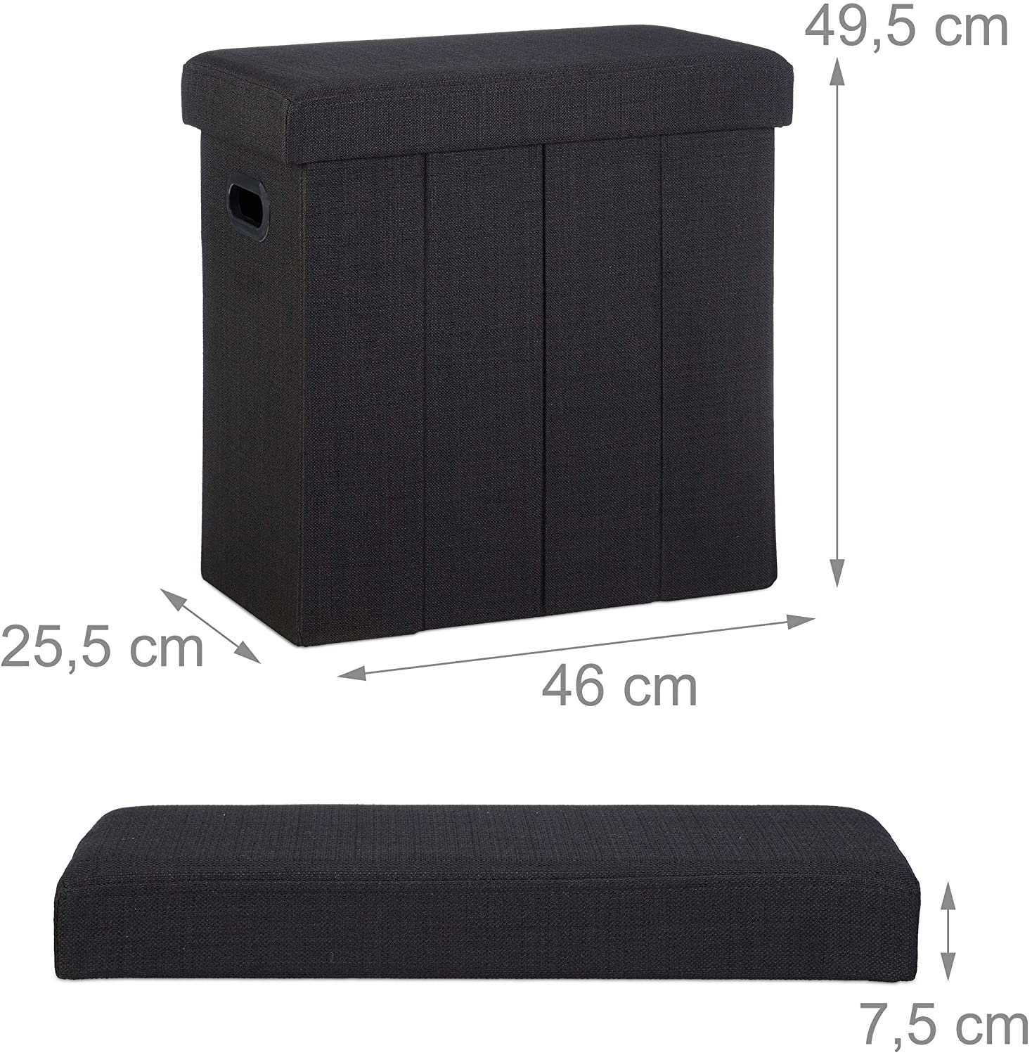 foto del prodotto sgabello panca panca pouf portaoggetti pieghevole 50 litri nero 13 0002776 2