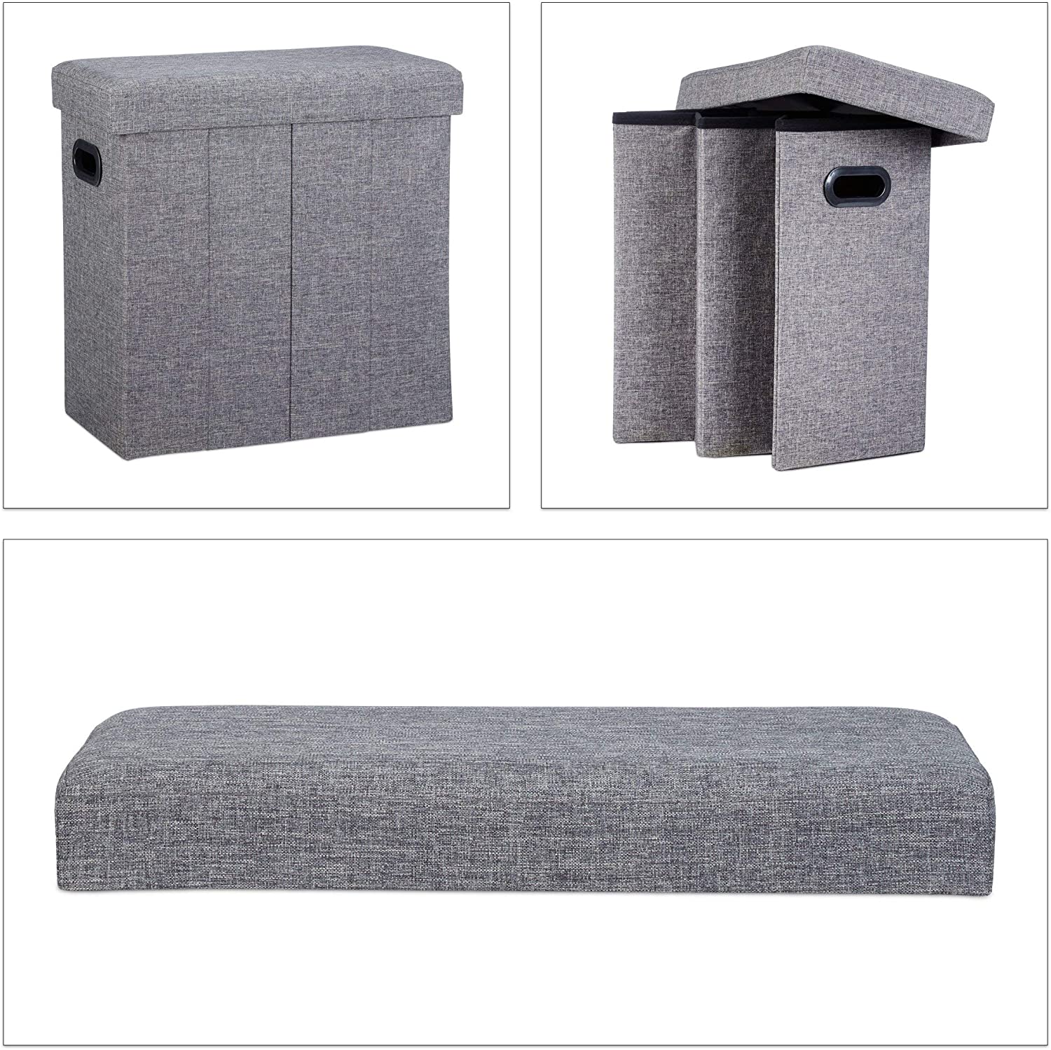 foto del prodotto sgabello panca pouf portaoggetti pieghevole panca 50 litri grigio 13 0002776 3