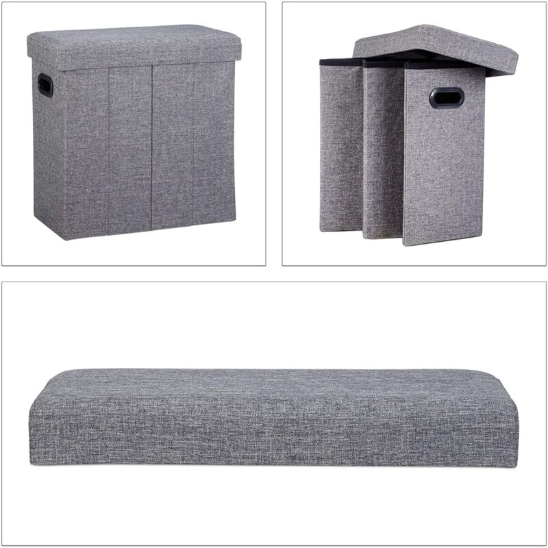 foto del prodotto sgabello panca pouf portaoggetti pieghevole panca 50 litri grigio 1300027763