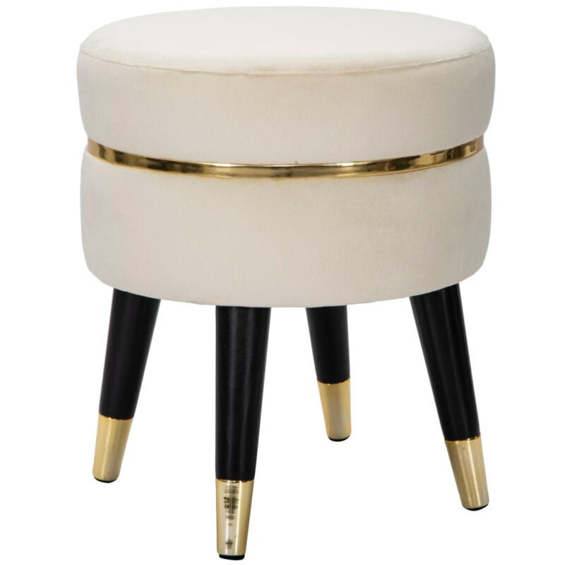 foto del prodotto sgabello paris 35x40,5 cm in legno spugna metallo e poliestere crema nero e oro