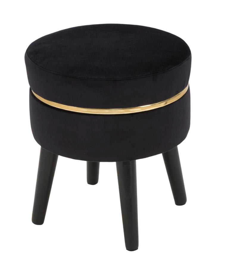 foto del prodotto sgabello paris nero 35x40,5 cm in legno spugna e poliestere nero e oro