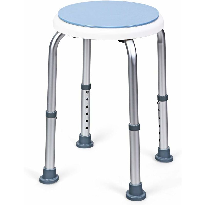 foto del prodotto sgabello per doccia girevole a 360 , regolazione in altezza, gambe in alluminio resistenti alla ruggine, stabile e antiscivolo, sedile comodo per
