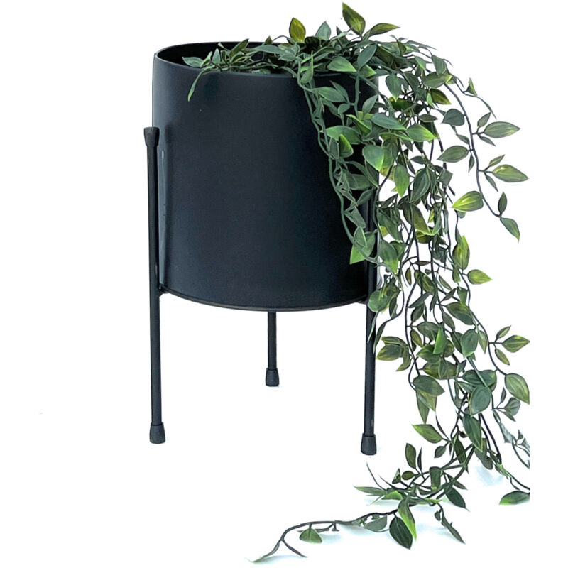 foto del prodotto sgabello per fiori con vaso in metallo nero 32 cm supporto per fiori 96261 colonna per fiori supporto per piante moderno sgabello per piante dandibo