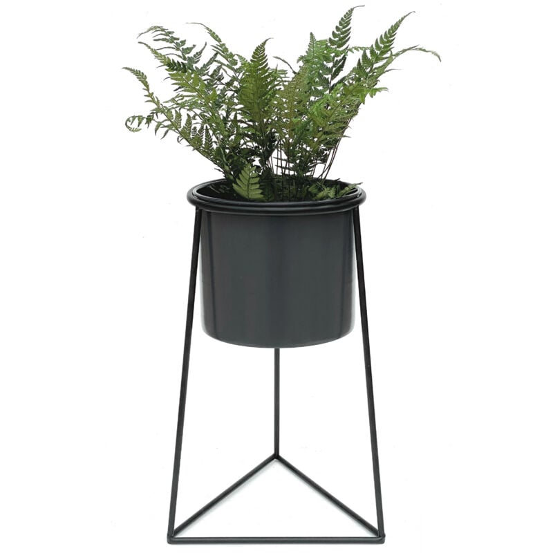 foto del prodotto sgabello per fiori con vaso in metallo nero s 25 cm supporto per fiori 96052 colonna per fiori supporto per piante moderno sgabello per piante