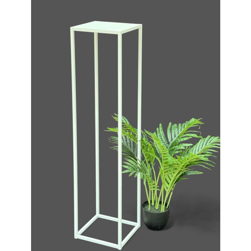 foto del prodotto sgabello per fiori in metallo bianco quadrato da 100 cm tavolino per fiori 96569 colonna per piante sgabello per piante moderno dandibo