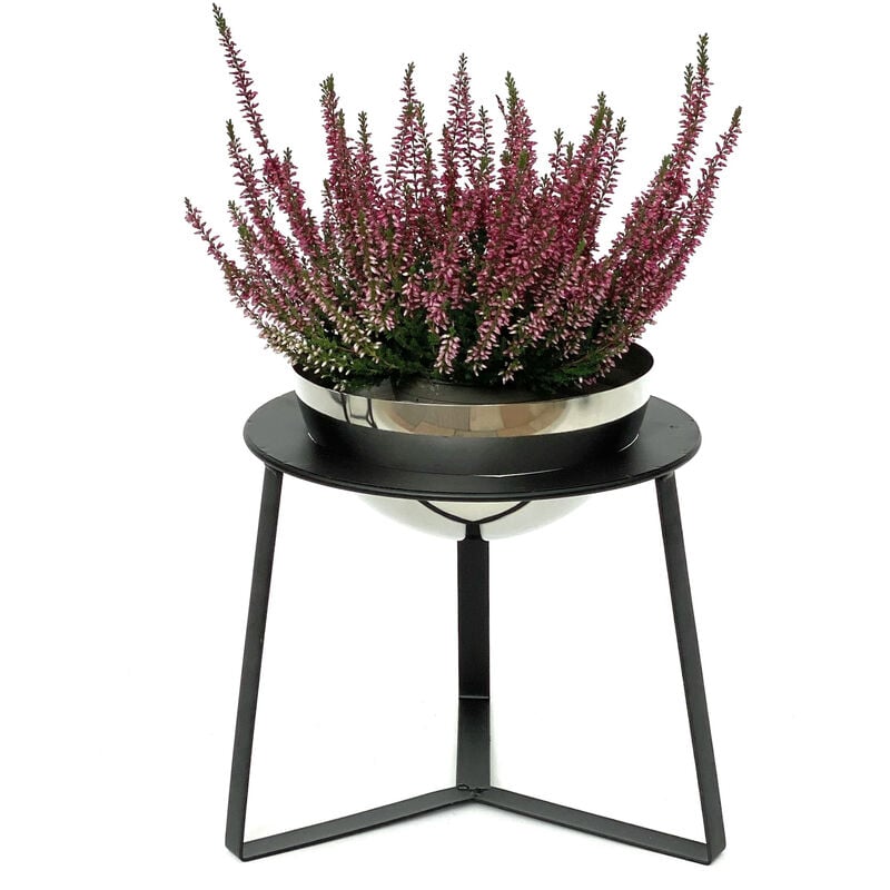 foto del prodotto sgabello per fiori in metallo con vaso nero argento 27 cm supporto per fiori 96091 m colonna per fiori supporto per piante moderno sgabello per