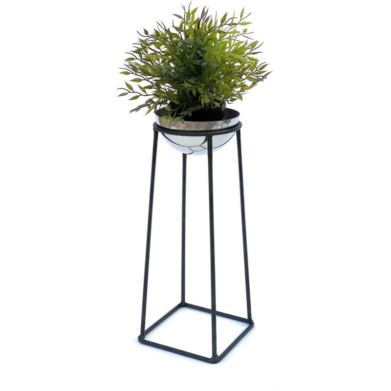 foto del prodotto sgabello per fiori in metallo con vaso nero argento 43,5 cm supporto per fiori 96078 s colonna per fiori supporto per piante moderno sgabello per