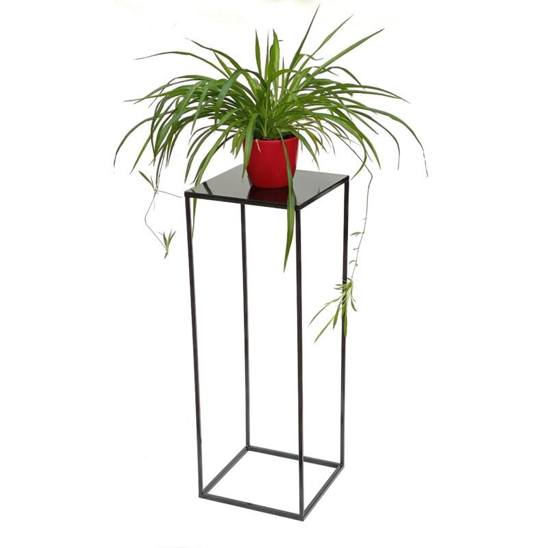 foto del prodotto sgabello per fiori in metallo e legno nero quadrato da 100 cm tavolino per fiori 96353 colonna per fiori sgabello moderno per piante dandibo