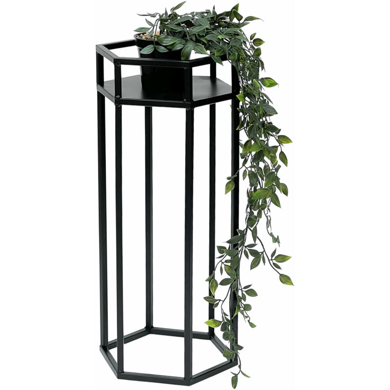 foto del prodotto sgabello per fiori in metallo nero esagono 50 cm portafiori colonna per fiori 96453 s sgabello per piante moderno portafiori dandibo