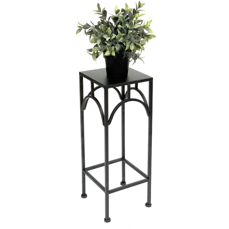 foto del prodotto sgabello per fiori in metallo nero quadrato 50 cm portafiori 96132 s tavolino colonna per fiori portapiante moderno sgabello per piante dandibo